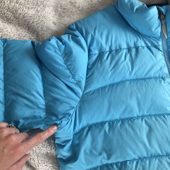 Marmot Jacket Womens Medium 650 Down Fill Puffer Coat Blue Full Zip Mock Neck - Picture 13 of 15